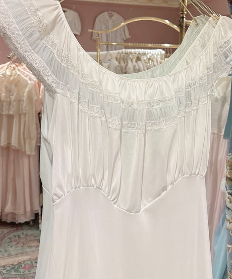 60s vintage pink×light blue frill tiered no sleeve dress