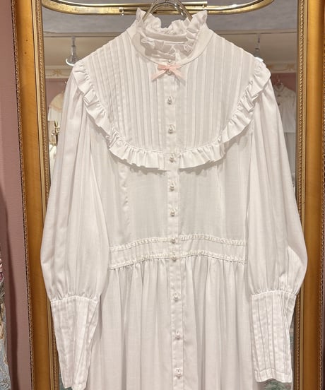 70s vintage tuck white dress