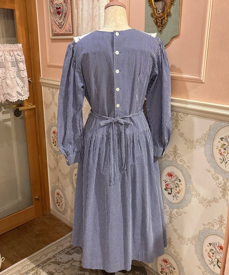 70s vintage lanz originals lace collar striped dress