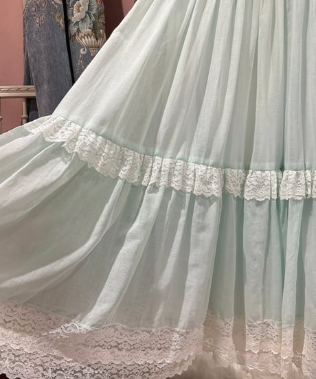 70s vintage lace mint green dress