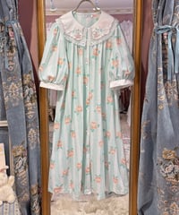 80s vintage flower embroidered lace collar dress