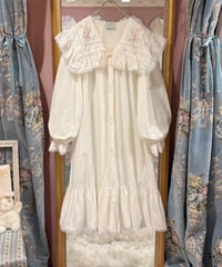 80s vintage sailor collar flower embroidered dress