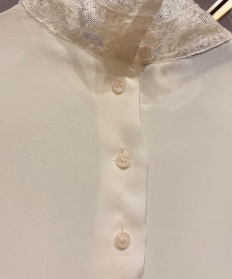 70s vintage high neck lace blouse