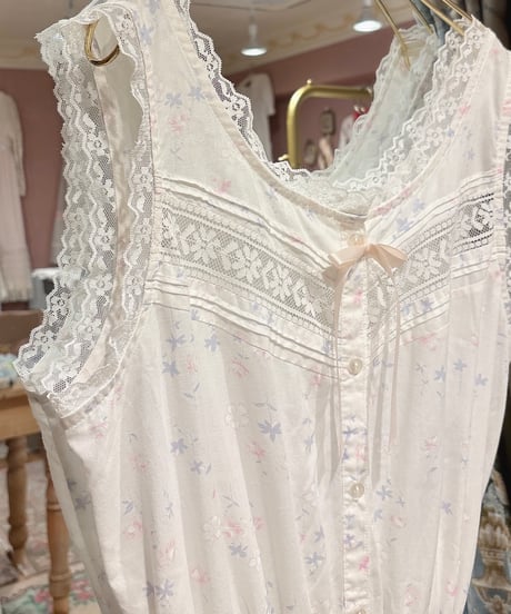 80s vintage pastel flower no sleeve dress