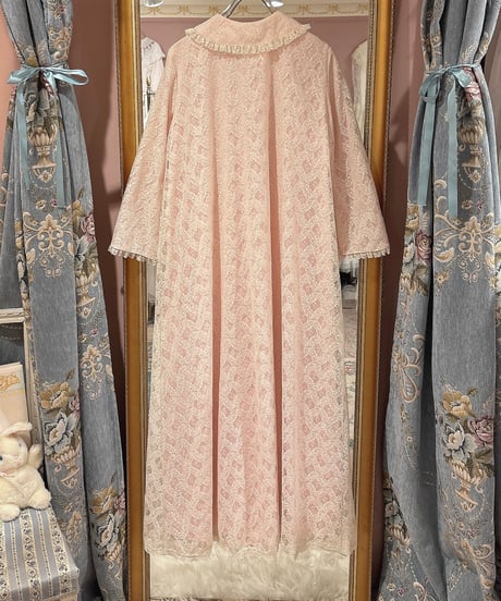 60s vintage flower lace gown dress