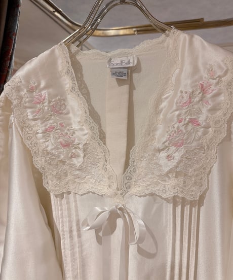 80s vintage flower embroidered satin dress