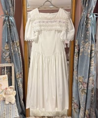 70s vintage flower embroidered sailor collar dress