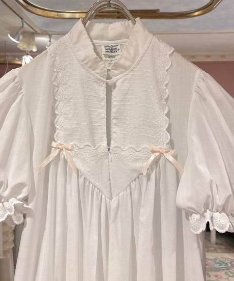 70s vintage satin ribbon white dress