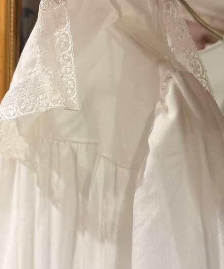 70s vintage flower embroidered sailor collar gown dress