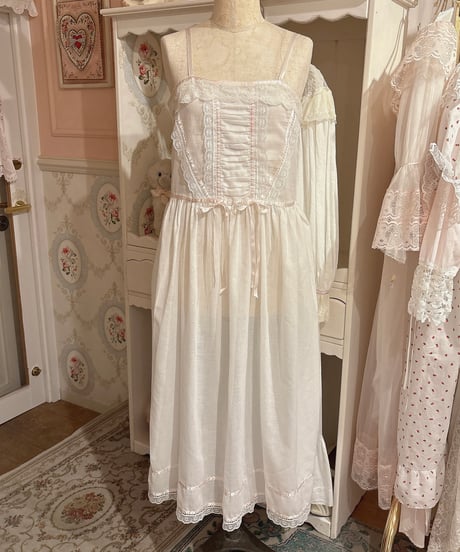 GUNNE SAX vintage pink satin ribbon camisole dress