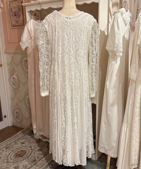 80s vintage flower lace dress