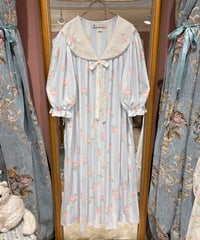 80s vintage flower embroidered scallop collar dress