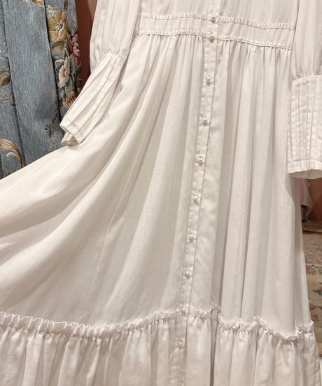 70s vintage tuck white dress