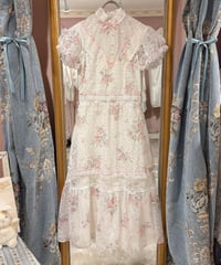 70s vintage flower pattern lace dress