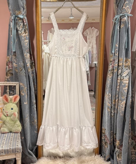 80s vintage rose embroidered camisole dress