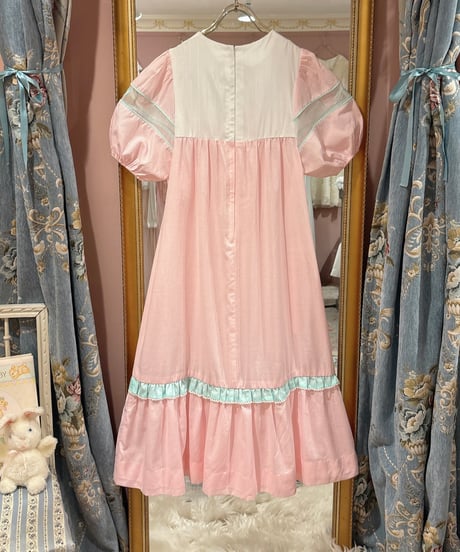 70s vintage flower patch gingham check dress