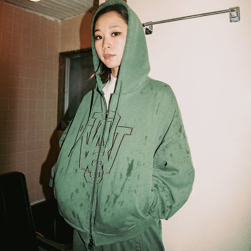 14oz “Home Town” Full ZIP Hoodie_Dusty Green ※受 14oz “Home Town” Full ZIP Hoodie_Dusty Green ※受