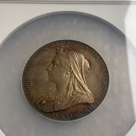 【NGC鑑定MS64】1897年 ヴィクトリア女王 ダイヤモンドジュビリー 銀 アンティーク シルバーメダル 55mm ヤングヘッド Victoria ×銀貨・コイン