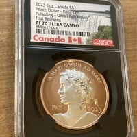 NGC70鑑定 カナダ 2023 ウルトラハイレリーフ銀貨 Gilt ローズゴールドカラー版・メッキ仕様 1オンスプルーフコイン canada UHR