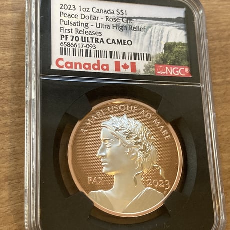 NGC70鑑定 カナダ 2023 ウルトラハイレリーフ銀貨 Gilt ローズゴールドカラー版・メッキ仕様 1オンスプルーフコイン canada UHR