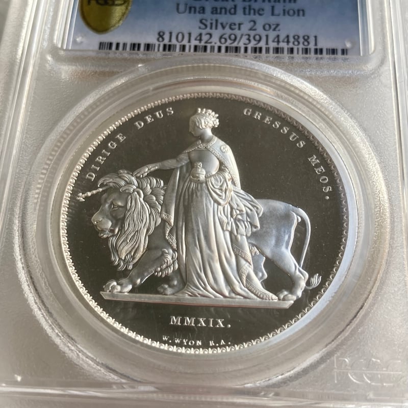 PCGS鑑定PR69 ロイヤルミント版 ウナとライオン 2019年 2オンス銀貨