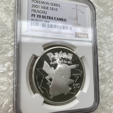 2枚の最高鑑定TopPop!! NGC鑑定PF70 ニウエ 2001年 ポケモン ピカチュウ 10ドル銀貨 シルバー プルーフコイン ※ポケカ・トレカではない