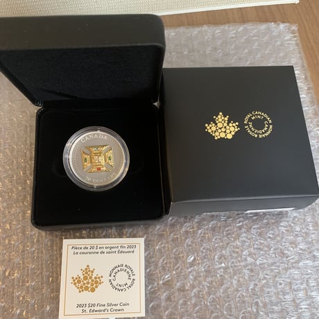 カナダ造幣局 聖エドワード王冠・クラウン銀貨 2023年 マットプルーフシルバーコイン 20ドル ロイヤル カナディアンミント エリザベス女王
