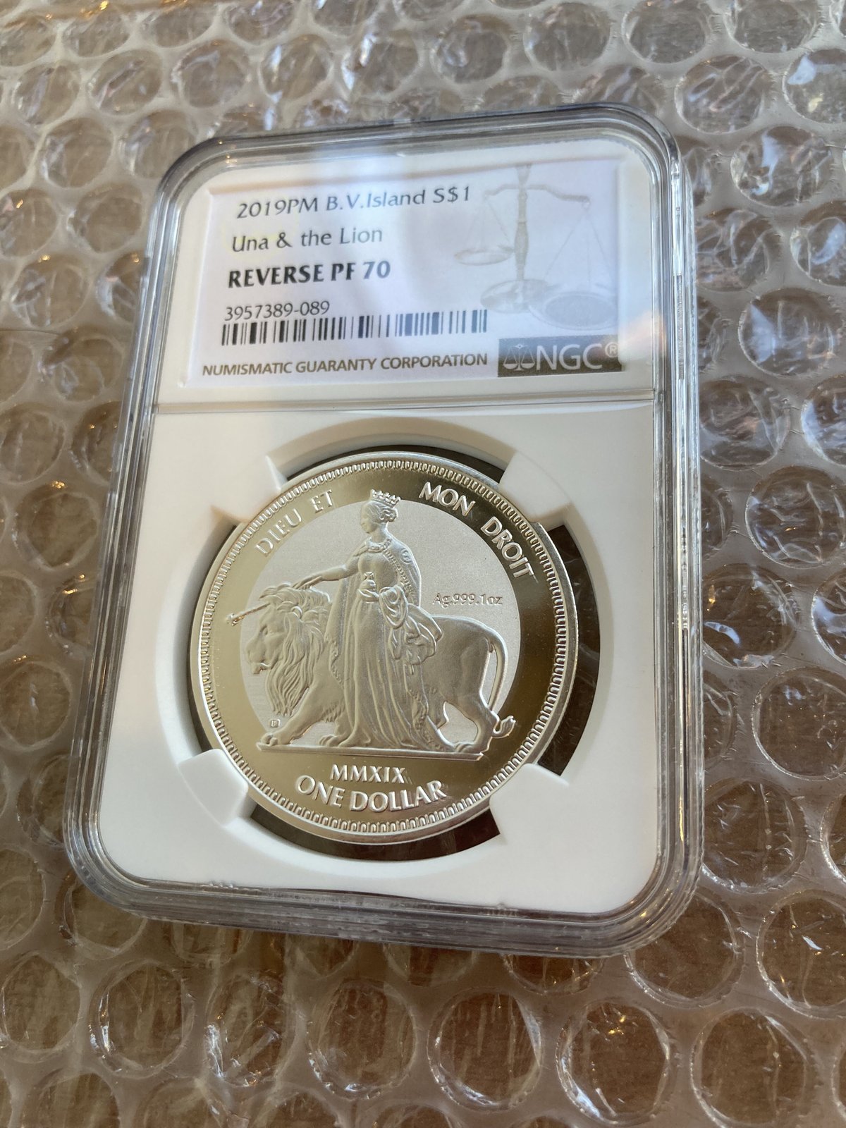 NGC70・最高鑑定】ウナとライオン 2019 イギリス領 ヴァージン諸島 1