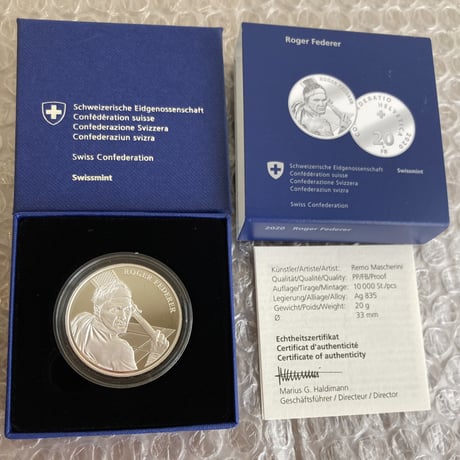 【プルーフコイン版】ロジャーフェデラー 銀貨 シルバーコイン スイス連邦造幣局 モダンコイン テニス 芝の王者 BIG4