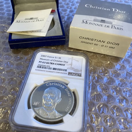 【NGC鑑定済】Dior公式 フランス造幣局 2007年 ディオール 1.5ユーロ銀貨 クリスチャンディオール プルーフコイン
