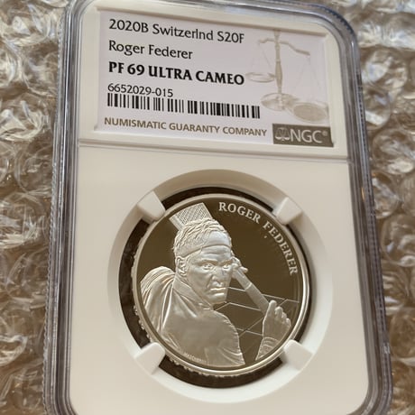 【NGC鑑定PF69】 ロジャーフェデラー 20フラン銀貨 シルバープルーフコイン スイス連邦造幣局 モダンコイン テニス 芝の王者 ジョコビッチ ナダル 錦織圭 BIG4 Roger Federer