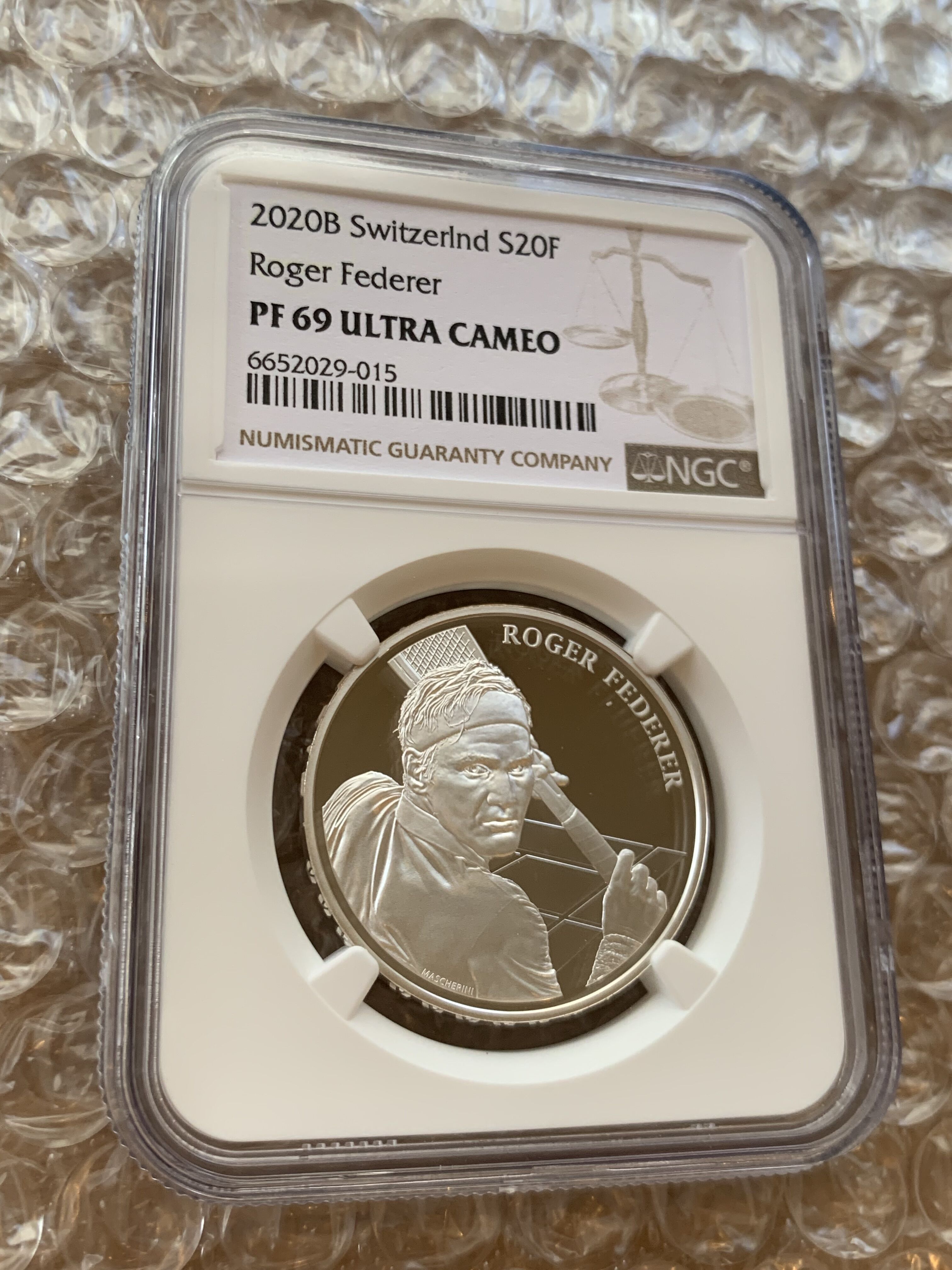 NGC鑑定PF69】 ロジャーフェデラー 20フラン銀貨 シルバープルーフ