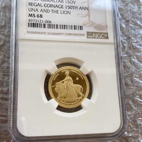 【NGC鑑定MS68・Top4】1989年 ウナとライオン イギリス領ジブラルタル 1ソブリン金貨 ゴールドコイン ミドルエリザベス ヴィクトリア女王1839年版からの150周年記念