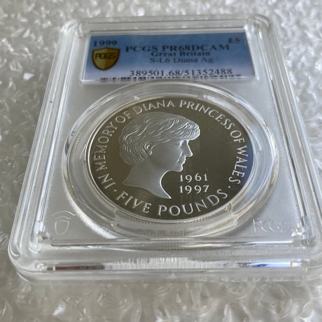 PCGS鑑定PR68 1999年 イギリス ダイアナ妃追悼祈念 5ポンド銀貨 S-L6 シルバープルーフコイン 英国 ロイヤルミント Diana