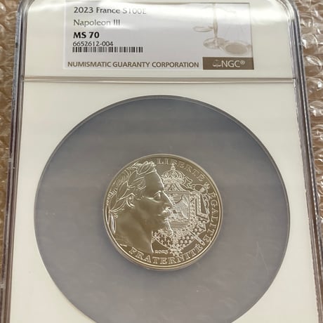 【現代のナポレオン3世・有冠コインのMS70】月桂樹 100ユーロ銀貨 2023年 フランス造幣局 パリ シルバーコイン NapoleonⅢ