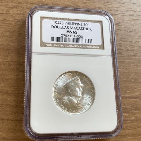 NGC鑑定MS65 1947年 アメリカ米国領フィリピン共和国 ダグラス・マッカーサー 50センタボ 銀貨 シルバーコイン DOUGLAS MACARTHUR Philippines