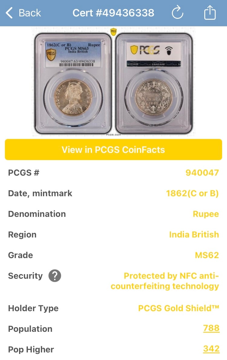 珍品のラベルエラー& QUEEN刻印碑文 】PCGS鑑定MS62（表記はMS63） 英