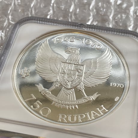 NGC鑑定PF67 インドネシア ガルーダ銀貨 1970年 750ルピア シルバー プルーフコイン アジア Indonesia Garuda Bird silver coin