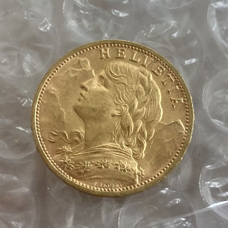 美品・未鑑定品 1935年LB スイス 20フラン金貨 ゴールド アルプスの少女 ブレネリ アルプス山脈と少女図 アンティークコイン