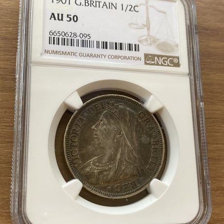 NGC鑑定AU50 1901年ハーフクラウン 銀貨 ヴィクトリア女王 クイーン 英国 イギリス アンティークコイン 1/2C crown silver coin