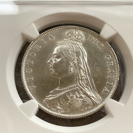 【NGC鑑定UNC】1889年 1/2 ハーフクラウン銀貨 シルバー アンティークコイン イギリス 英国 ヴィクトリア女王 ※DETAILSあり