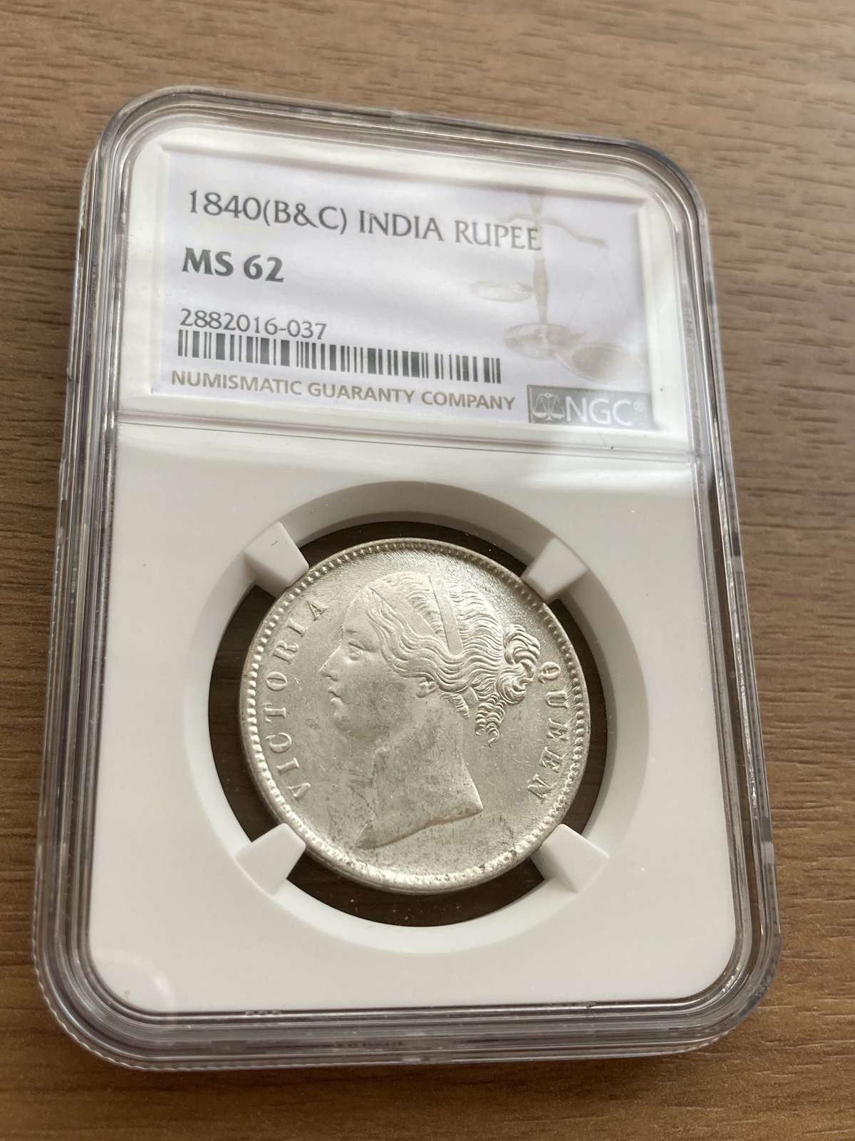 1840 インド1ルピー　ヤングヘッド　NGC