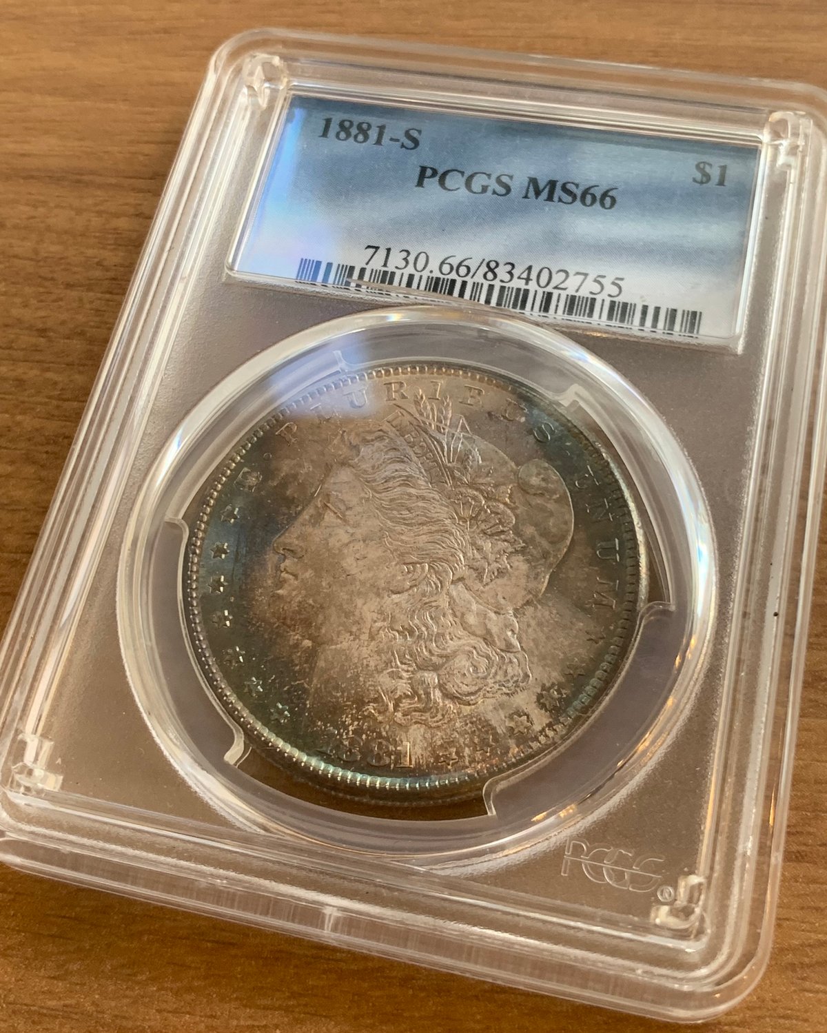 レインボートーン】PCGS鑑定MS66 1881-S モルガンダラー モーガン