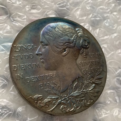 【究極のトーン】 1897年 ヴィクトリア女王 ダイヤモンドジュビリー 銀 アンティーク シルバーメダル ヤングヘッド Queen Victoria Silver Medal ×アンティークコイン
