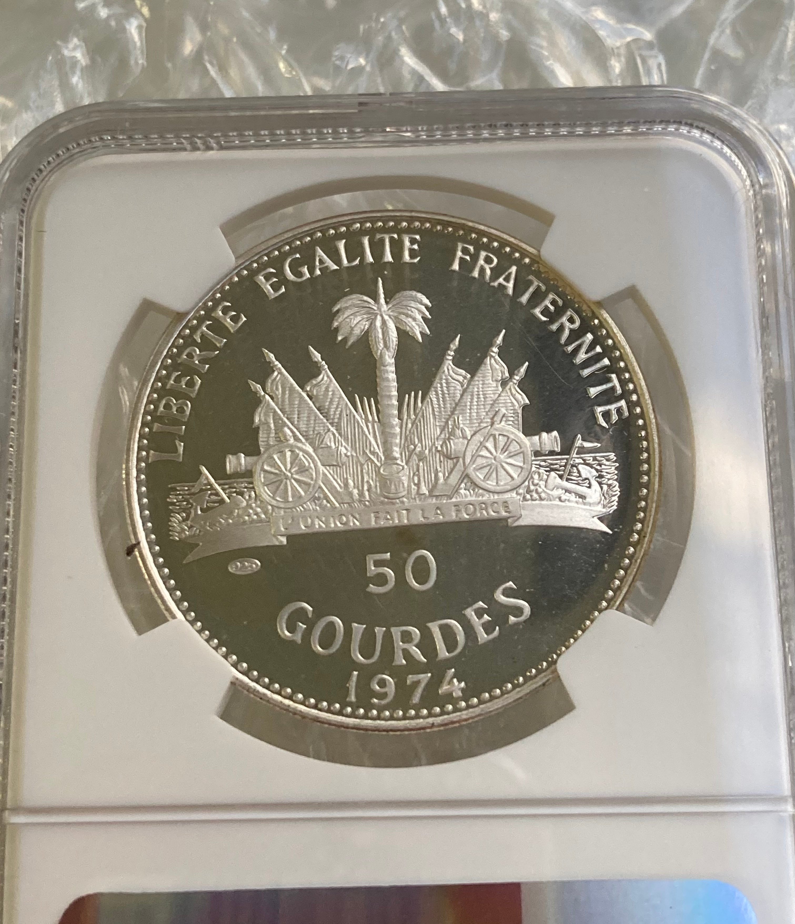 1973年 ハイチ 貝を持つ少女 マーメイド NGC鑑定PF63UC 50グールド銀貨