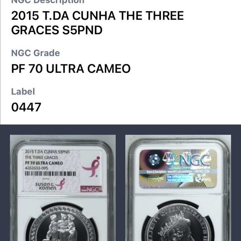 エリザベス女王ラベル　最高鑑定　セントヘレナ　スリーグレイセス　NGC 70FR エリザベス女王ラベル最高鑑定セントヘレナスリーグレイセスNGC 70FR