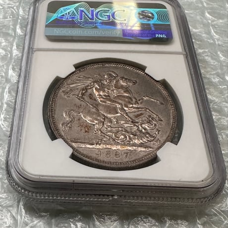NGC鑑定AU58 ジュビリーヘッド 1887年 クラウン銀貨 ヴィクトリア女王 シルバー アンティークコイン イギリス 英国 ハーフではない Royal Mint Victoria
