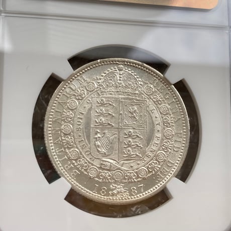 NGC鑑定MS62 1887年 ハーフクラウン銀貨 ヴィクトリア女王 ジュビリーヘッド シルバー アンティークコイン イギリス 英国 1/2c JUBILEE HEAD HALF CROWN
