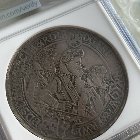 ターラー銀貨 4兄弟 1619年 神聖ローマ帝国 ドイツ ザクセン アルテンベルク NGC鑑定AU FOUR SONS taler theler silver coin アンティークコイン
