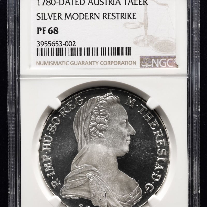 リストライク1780年 オーストリア ターラー銀貨 マリア•テレジア NGC 